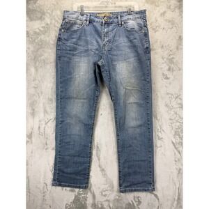 Xios Denim Mens Straight Leg Blue Jeans Medium Wash Stretch W34 x L30